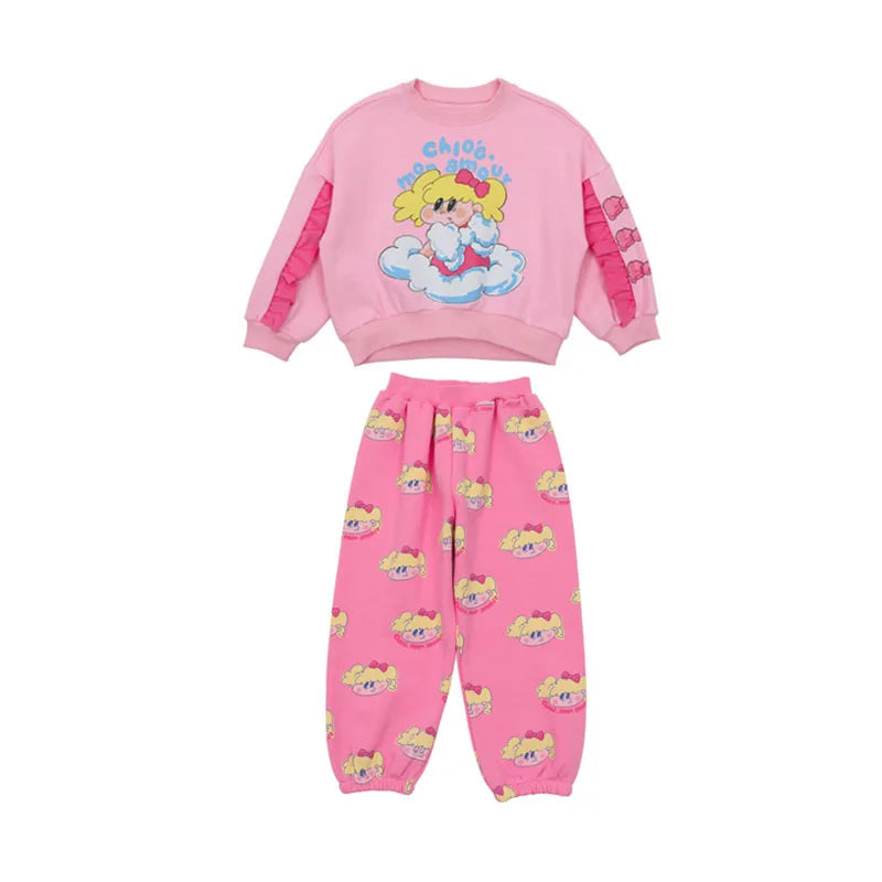 Children's Set Girls' Double sided Cotton Coat Pants Set