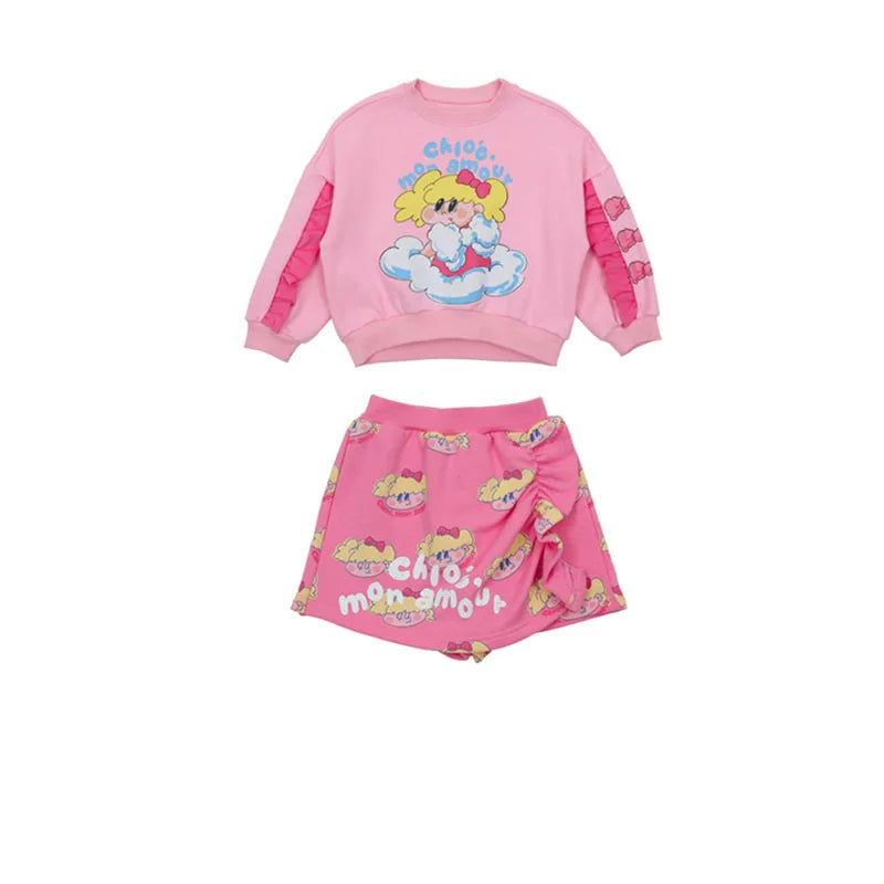 Children's Set Girls' Double sided Cotton Coat Pants Set