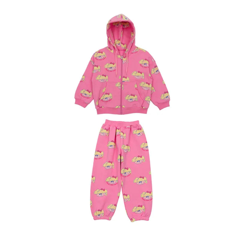 Children's Set Girls' Double sided Cotton Coat Pants Set