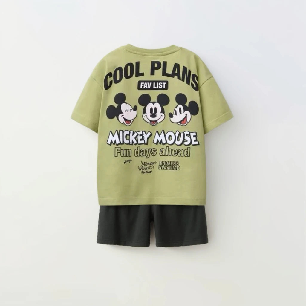 Mickey Mouse T Shirt Black Shorts Summer Clothes Set
