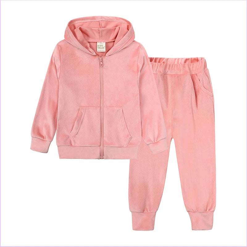 Clothes Velvet Set Zipper Coat+Pants Hoodies Outfit