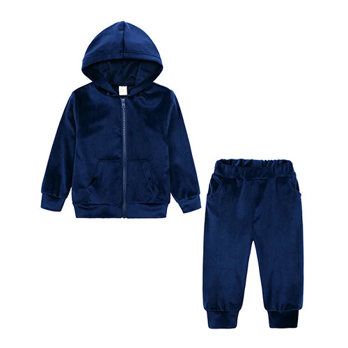Clothes Velvet Set Zipper Coat+Pants Hoodies Outfit