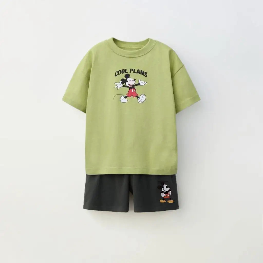 Mickey Mouse T Shirt Black Shorts Summer Clothes Set