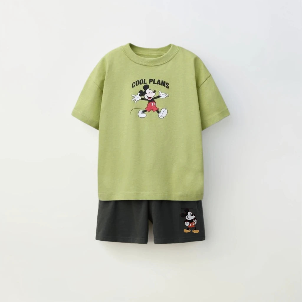 Mickey Mouse T Shirt Black Shorts Summer Clothes Set