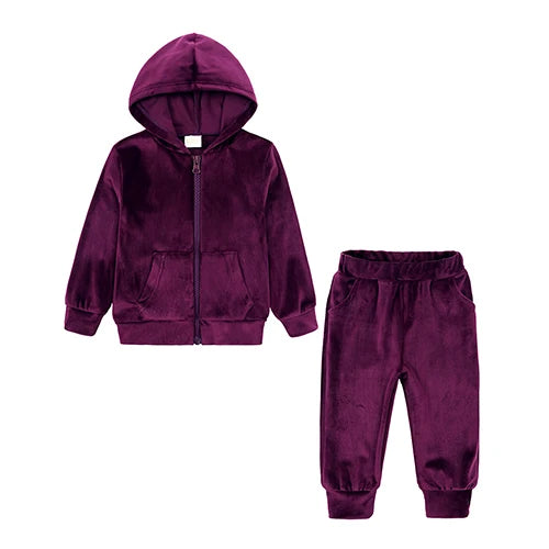 Clothes Velvet Set Zipper Coat+Pants Hoodies Outfit