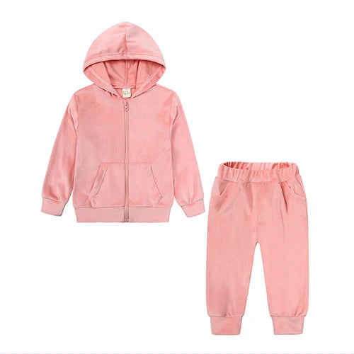 Clothes Velvet Set Zipper Coat+Pants Hoodies Outfit