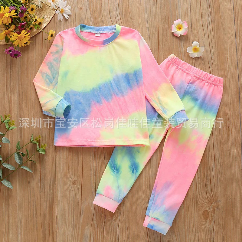 Rainbow Gradient Tie Dye Long Sleeve Sleepwear
