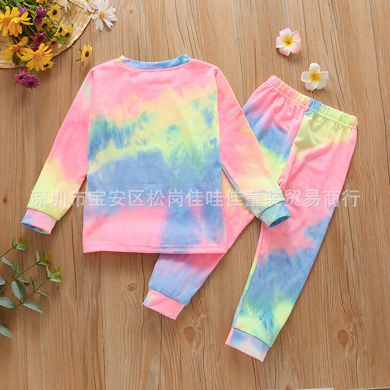 Rainbow Gradient Tie Dye Long Sleeve Sleepwear