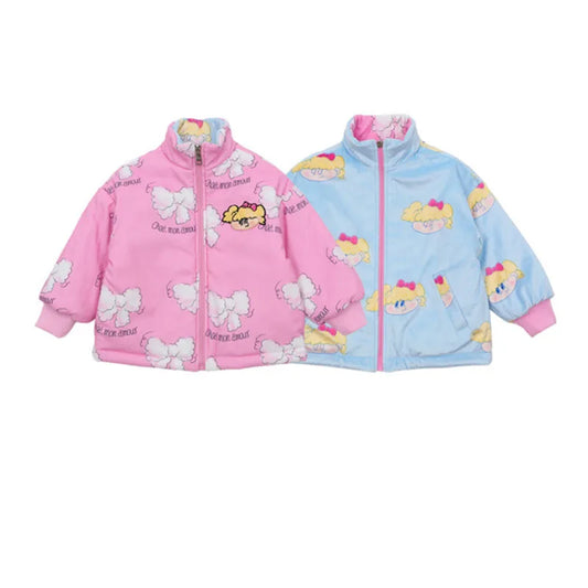 Children's Set Girls' Double sided Cotton Coat Pants Set