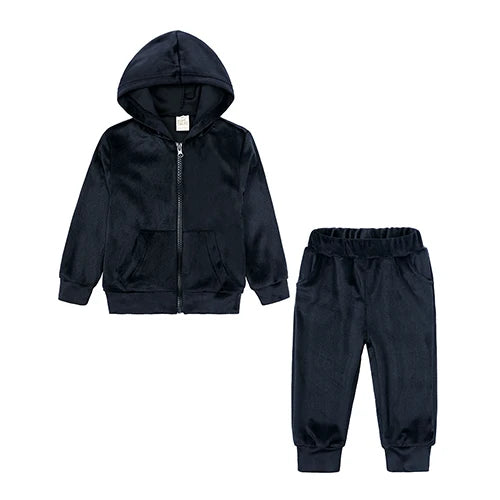 Clothes Velvet Set Zipper Coat+Pants Hoodies Outfit